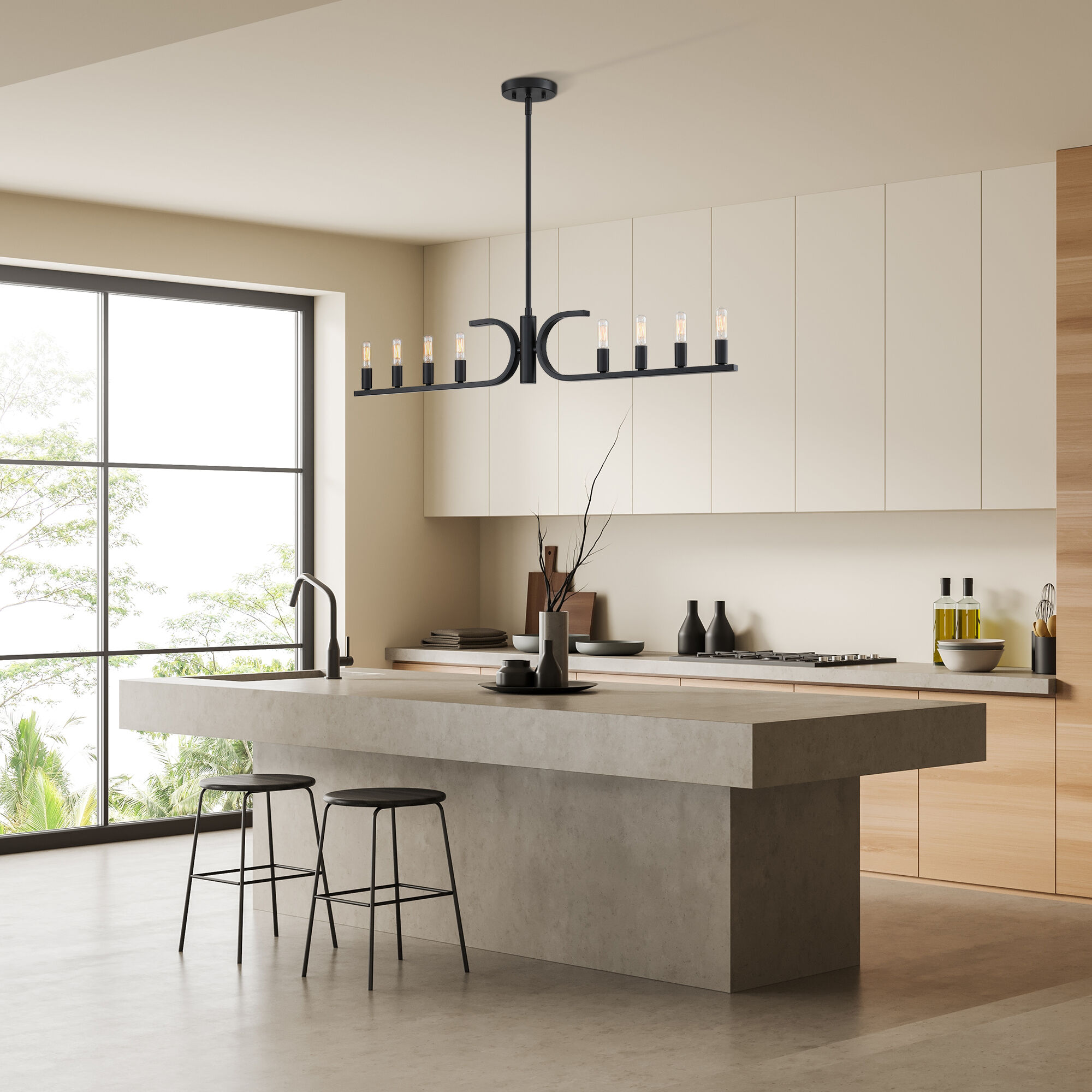 Skye 8 Light 39.5 inch Matte Black Island Pendant Ceiling Light